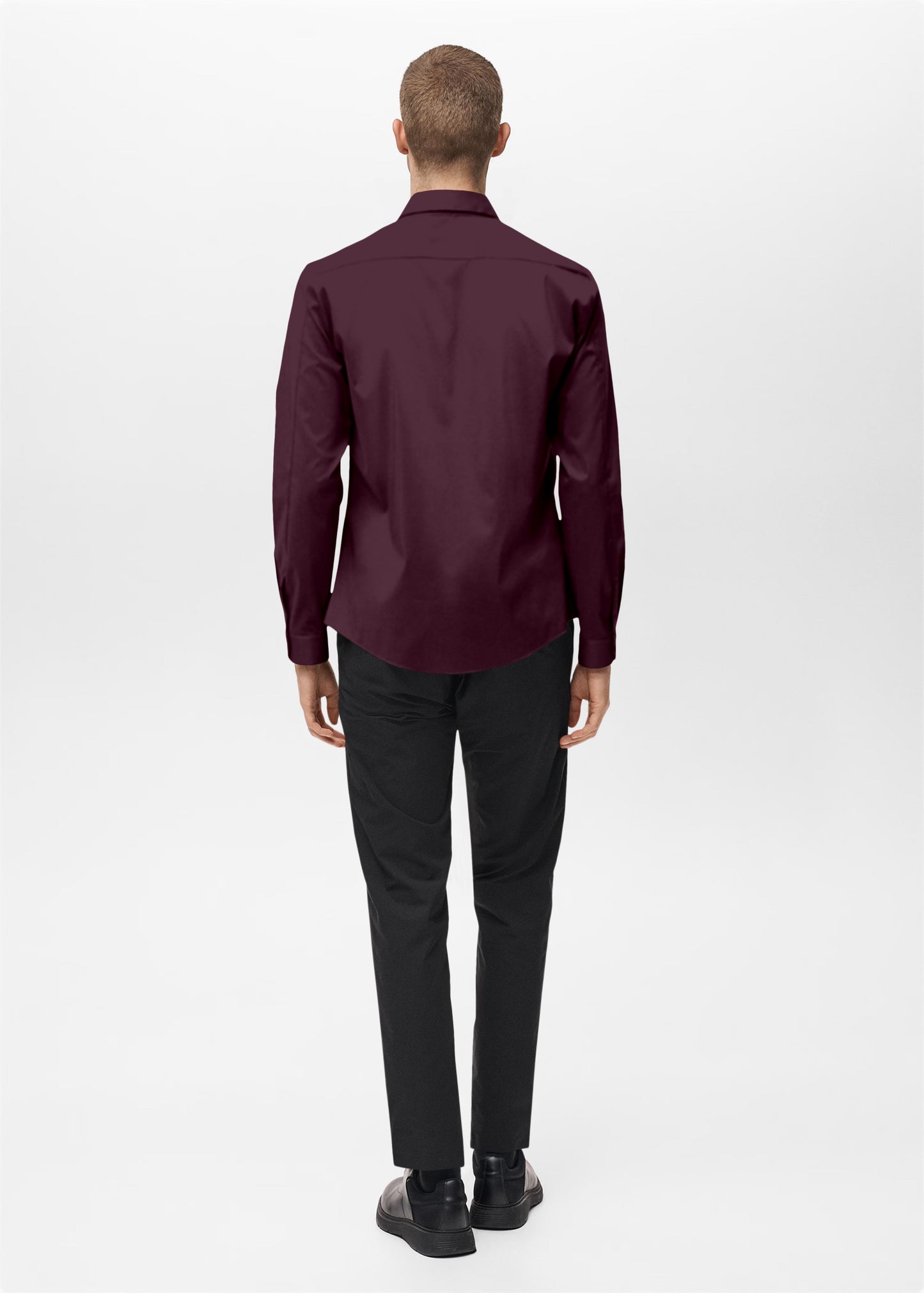 Plain Wine Classic Fit Satin Casual Shirt