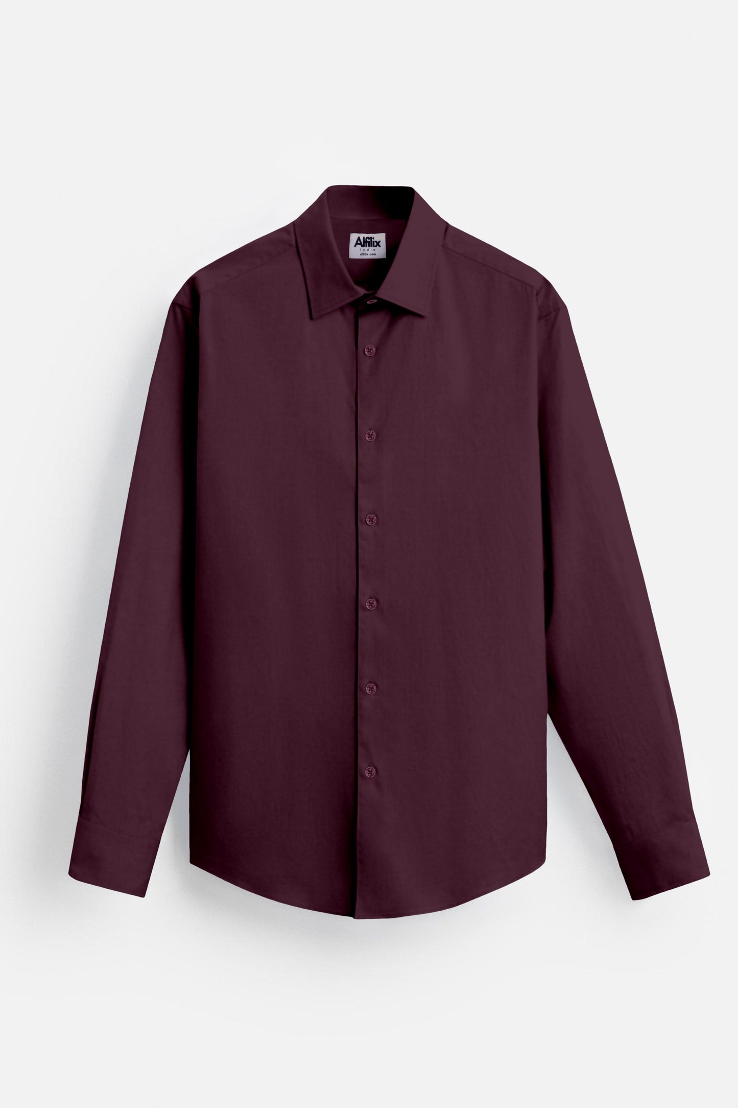 Plain Wine Classic Fit Satin Casual Shirt