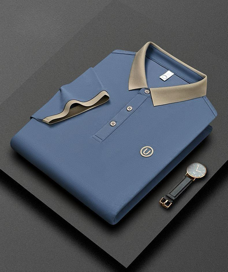 Embroidered Blue Regular Fit Polo T-Shirt